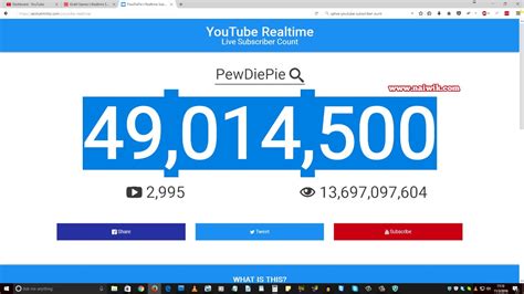 Realtime YouTube Live Subscriber Count